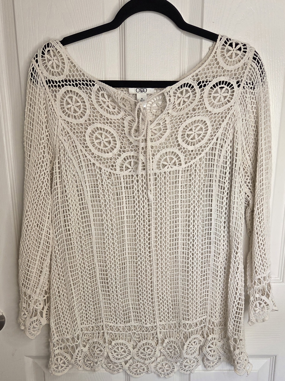 Cato Ivory Crochet Lace Tunic Top